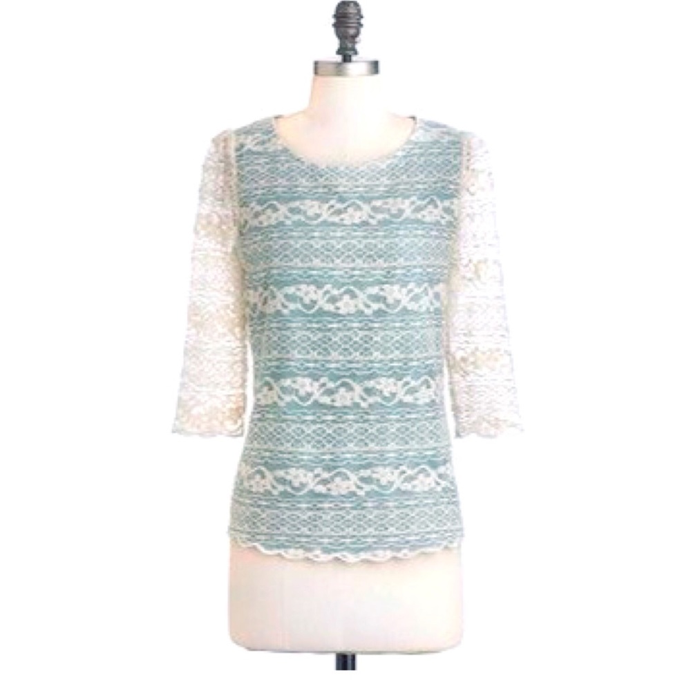 ModCloth Connie Toi Lace Overlay Blouse Top
